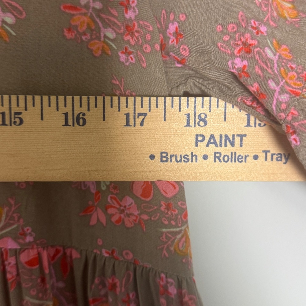 Natural Life Floral Tiered Maxi Dress Women XS Brown Pink Long Sleeve Boho - Picture 5 of 7